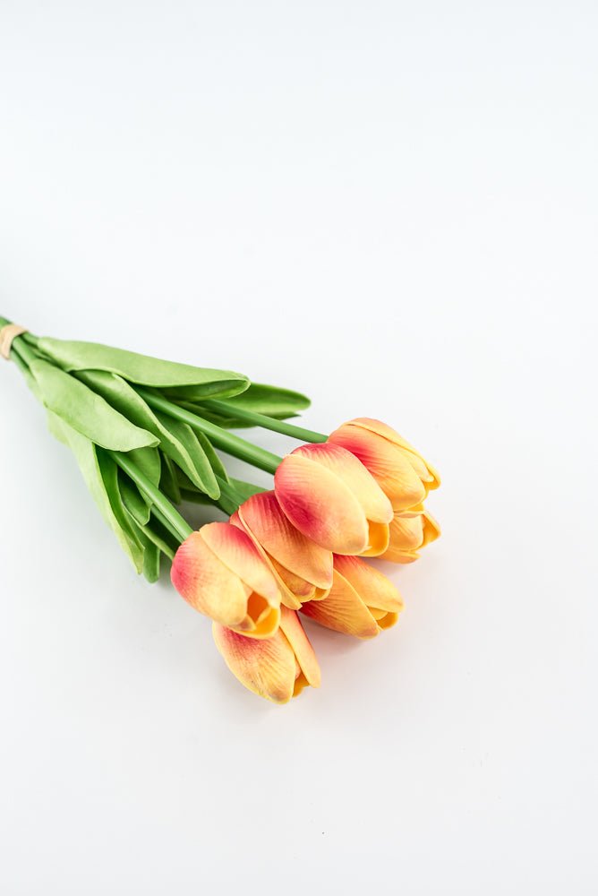 Soft touch, life like, yellow orange tulip bundle - Greenery Market2260017YO