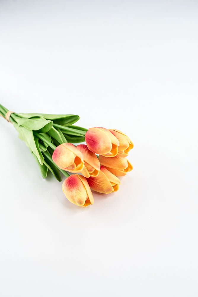 Soft touch, life like, yellow orange tulip bundle - Greenery Market2260017YO