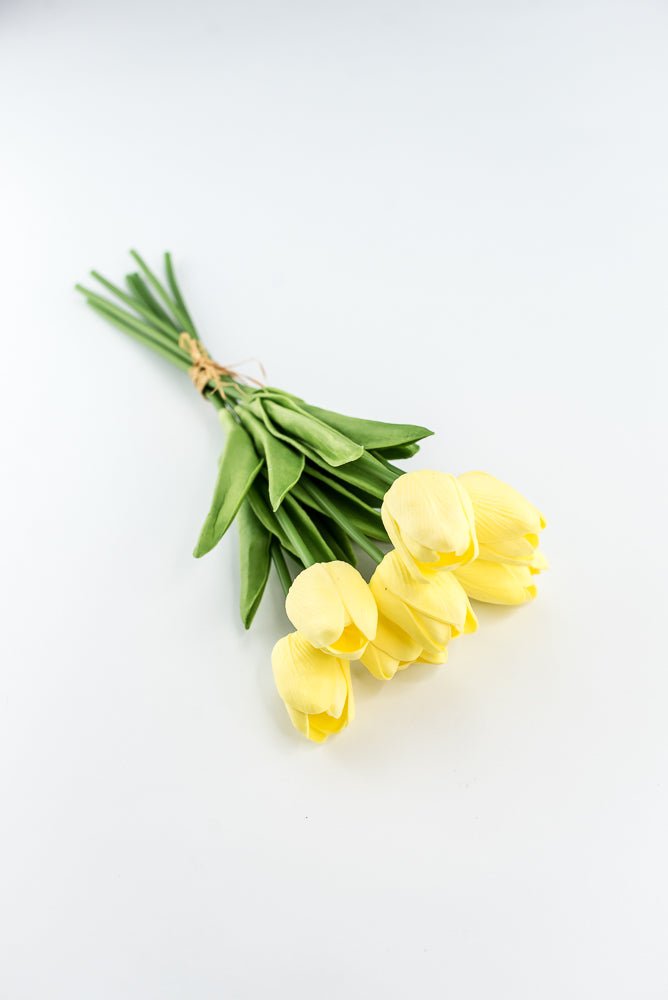 Soft touch, life like, yellow tulip bundle - Greenery Market2260017YL