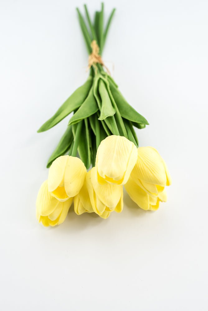 Soft touch, life like, yellow tulip bundle - Greenery Market2260017YL