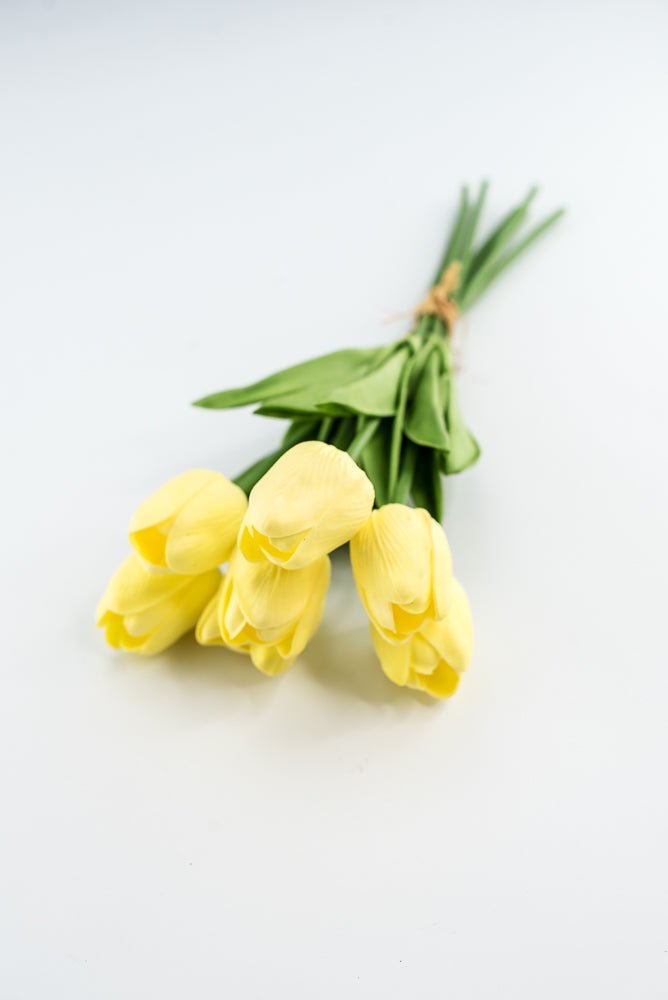 Soft touch, life like, yellow tulip bundle - Greenery Market2260017YL