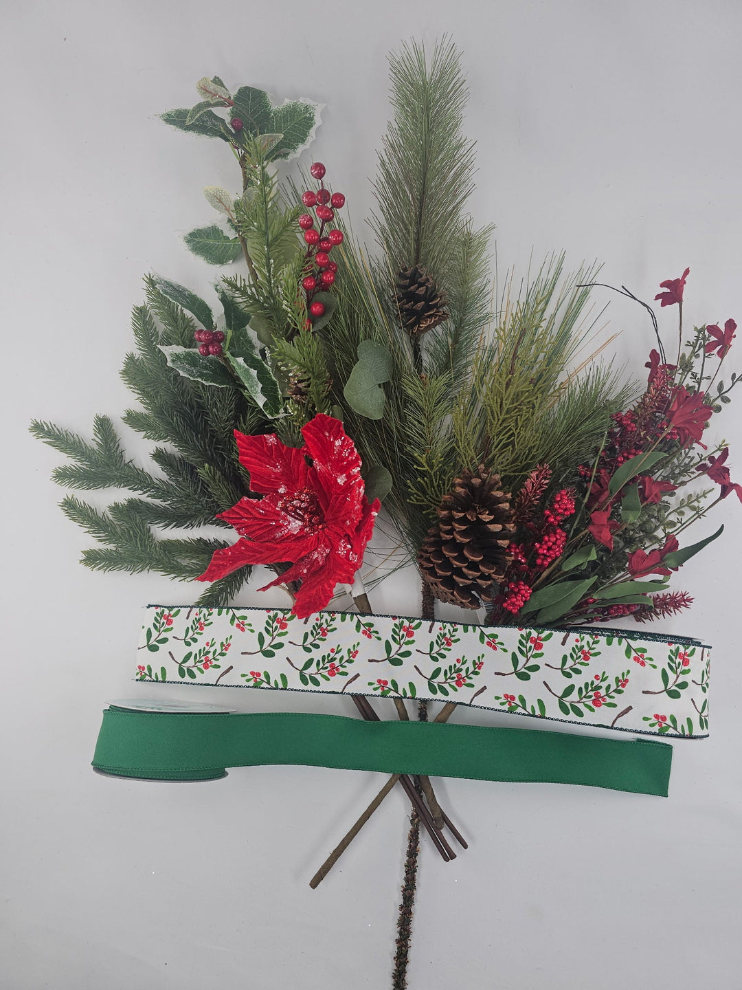 Southern Charm Wreaths Lantern Poinsettia And Pine Topper Kit - Greenery MarketBerryRibbonKit