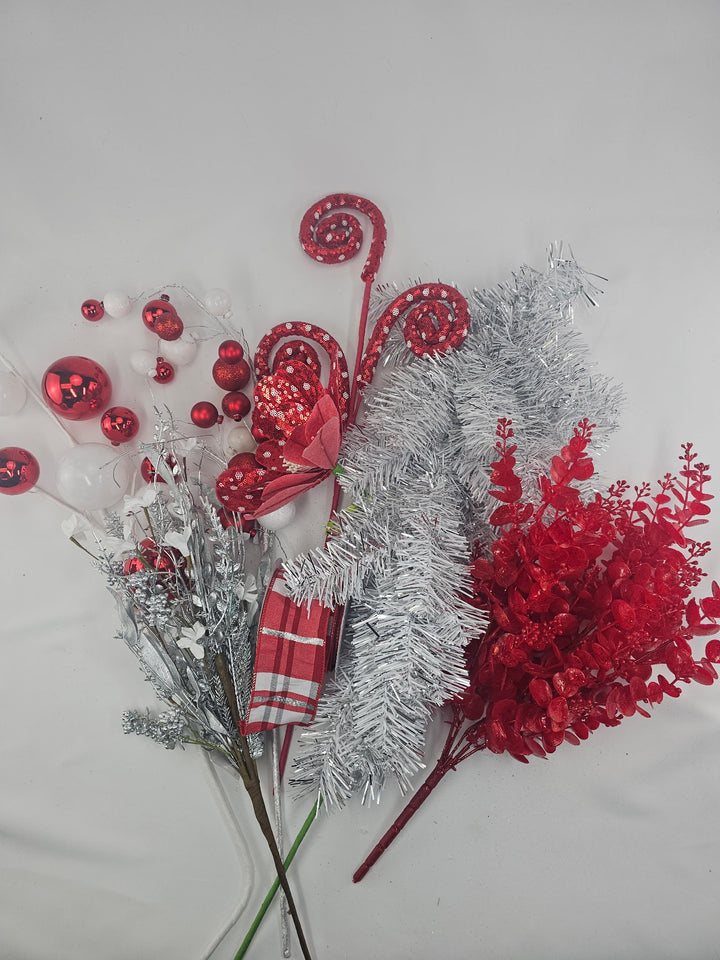 Southern Charm Wreaths Red And White Swag Kit - Greenery MarketSilverSwagKit
