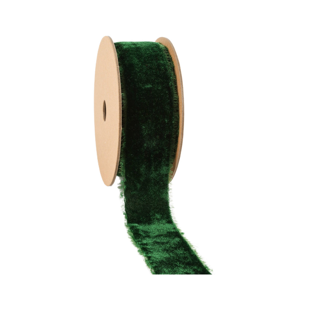 Spruce Frayed Edge Velvet Ribbon - 1.5" - Greenery Market7300 - 593 - 38E