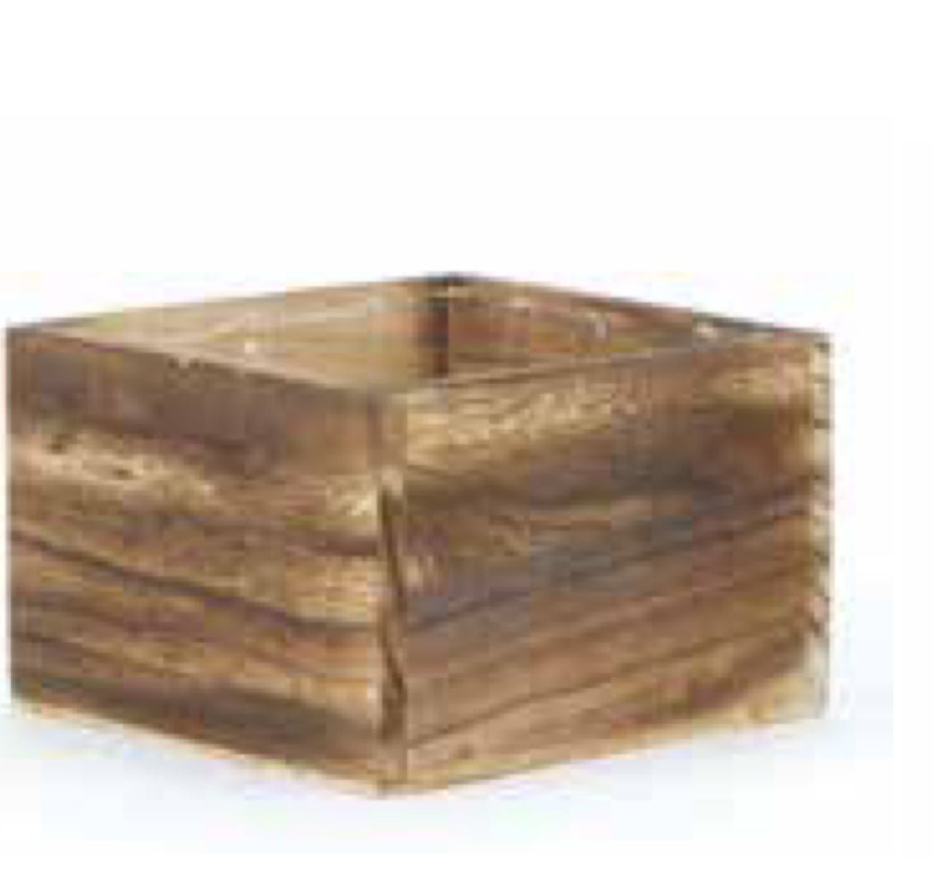 Square wooden containers - brown wash - Greenery Marketwreath base & containers7940BR