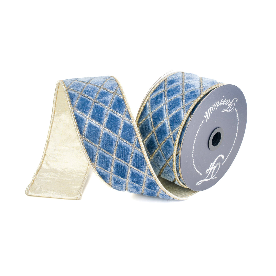 Steel Blue Metallic Diamond Farrisilk Wired Ribbon - 2.5" - Greenery MarketRibbons & TrimRG453 - 17