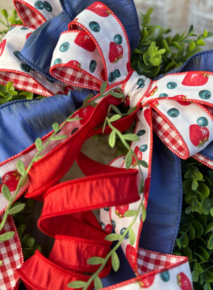 Strawberry and gingham wired ribbon, 1.5” - Greenery MarketWired ribbon4401W - 250 - 38E
