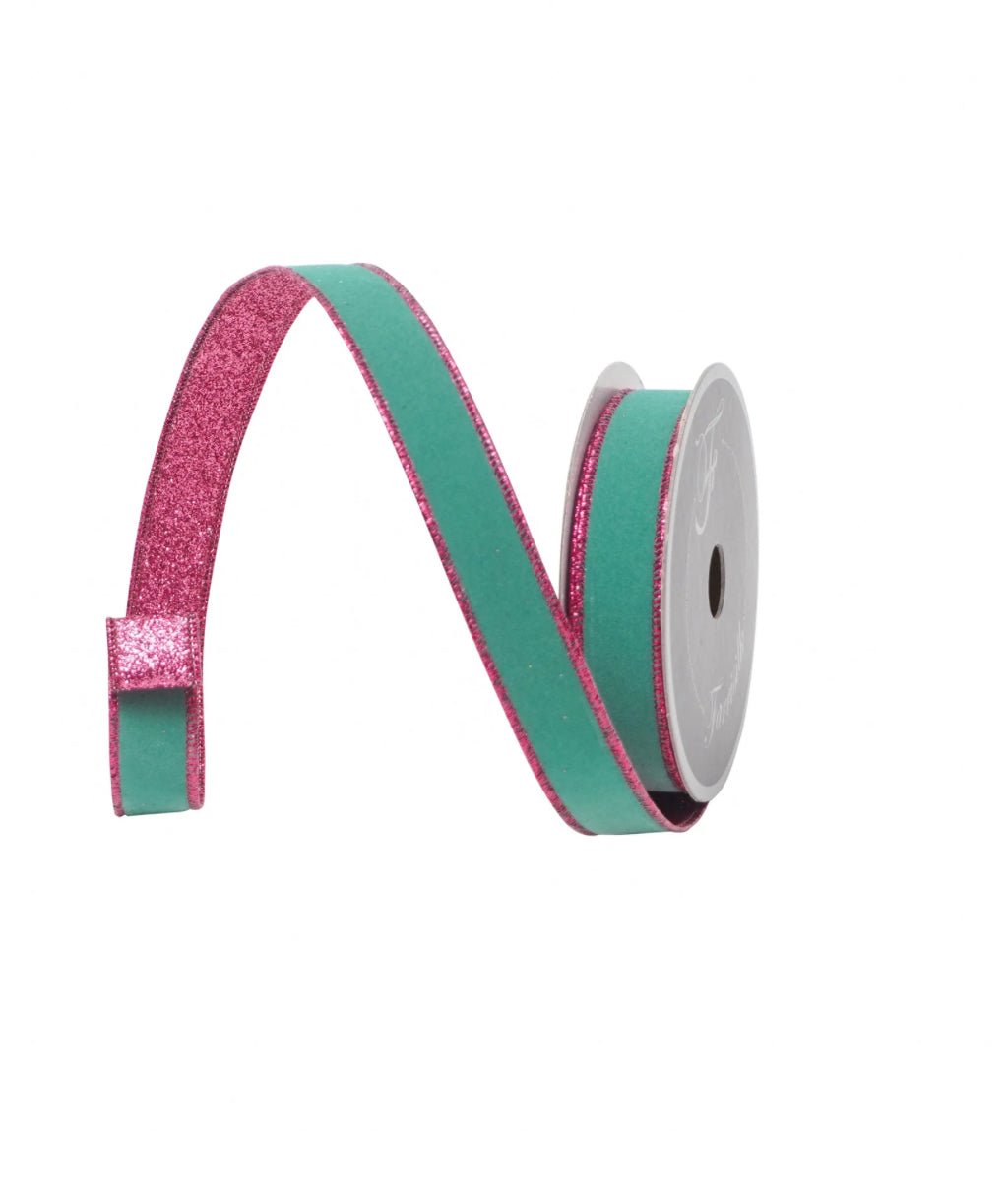 Teal & Hot Pink Fusion Farrisilk Wired Ribbon - 1" - Greenery MarketRibbons & TrimRS200 - 18