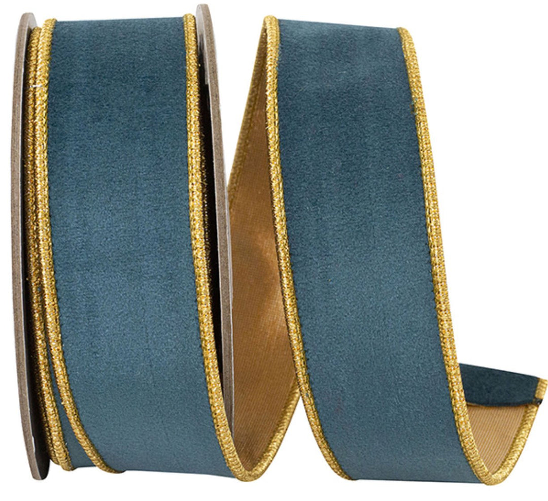 Teal Velvet Touch Wired Ribbon 1.5” - Greenery MarketWired ribbon94448W - 916 - 09D