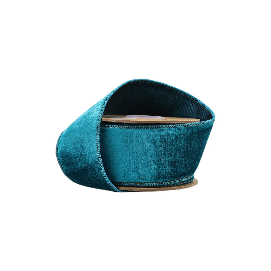 Teal Wired Velvet Premium Ribbon - 2.5" - Greenery Market7049W - 347 - 63C