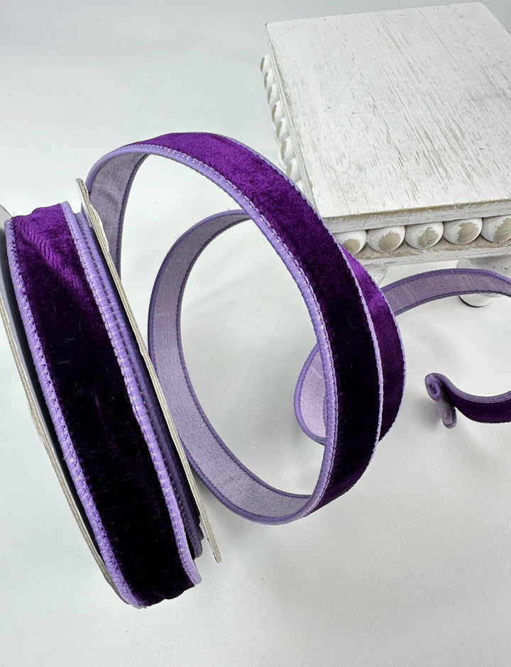 Two tone purple plush velvet luster 1β farrisilk wired ribbon - Greenery MarketRibbons & TrimRK130-07