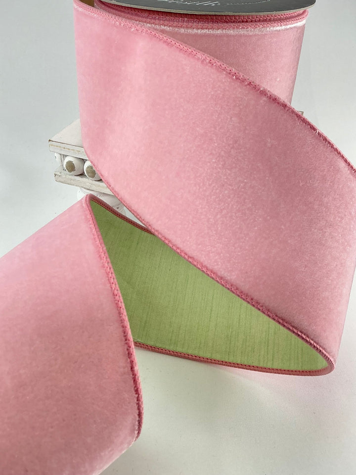 Two tone, sherbet mint and pink plush velvet luster 2.5” farrisilk wired ribbon - Greenery MarketRibbons & TrimRK741 - 64