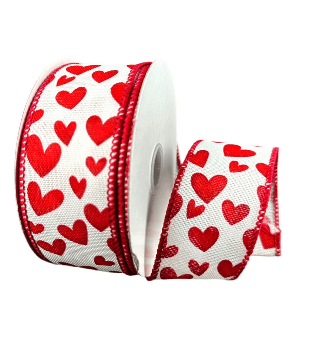 Valentine’s Day red hearts wired ribbon - 1.5” - Greenery MarketWired ribbon11504 - 09 - 18