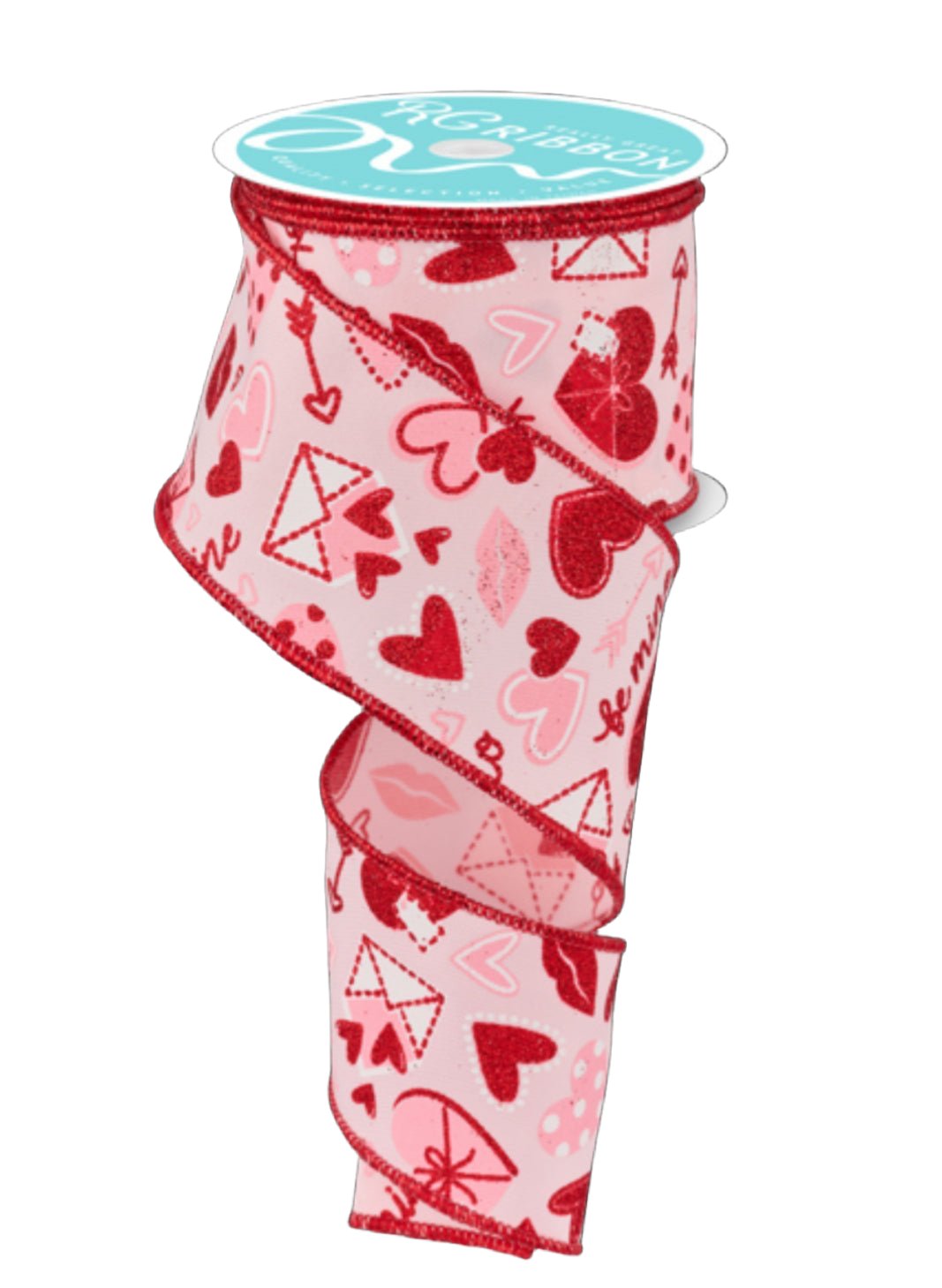 valentines multi patterned love letters wired ribbon 2.5” - Greenery MarketWired ribbonRGF116315