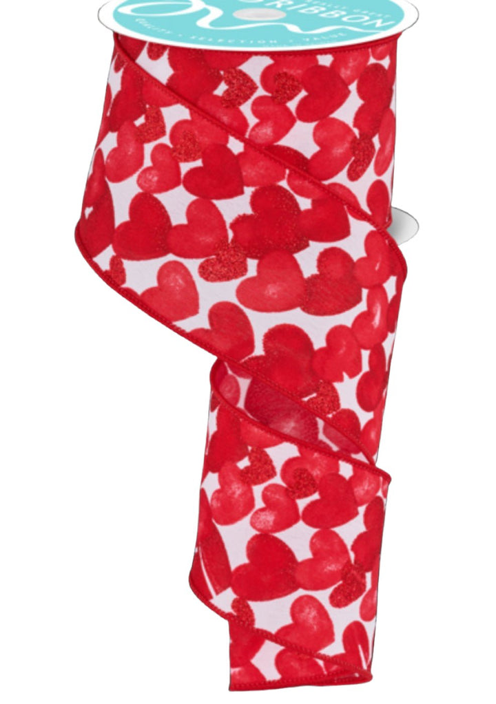 valentines multi size patterned hearts wired ribbon 2.5” - Greenery MarketWired ribbonRGF114627
