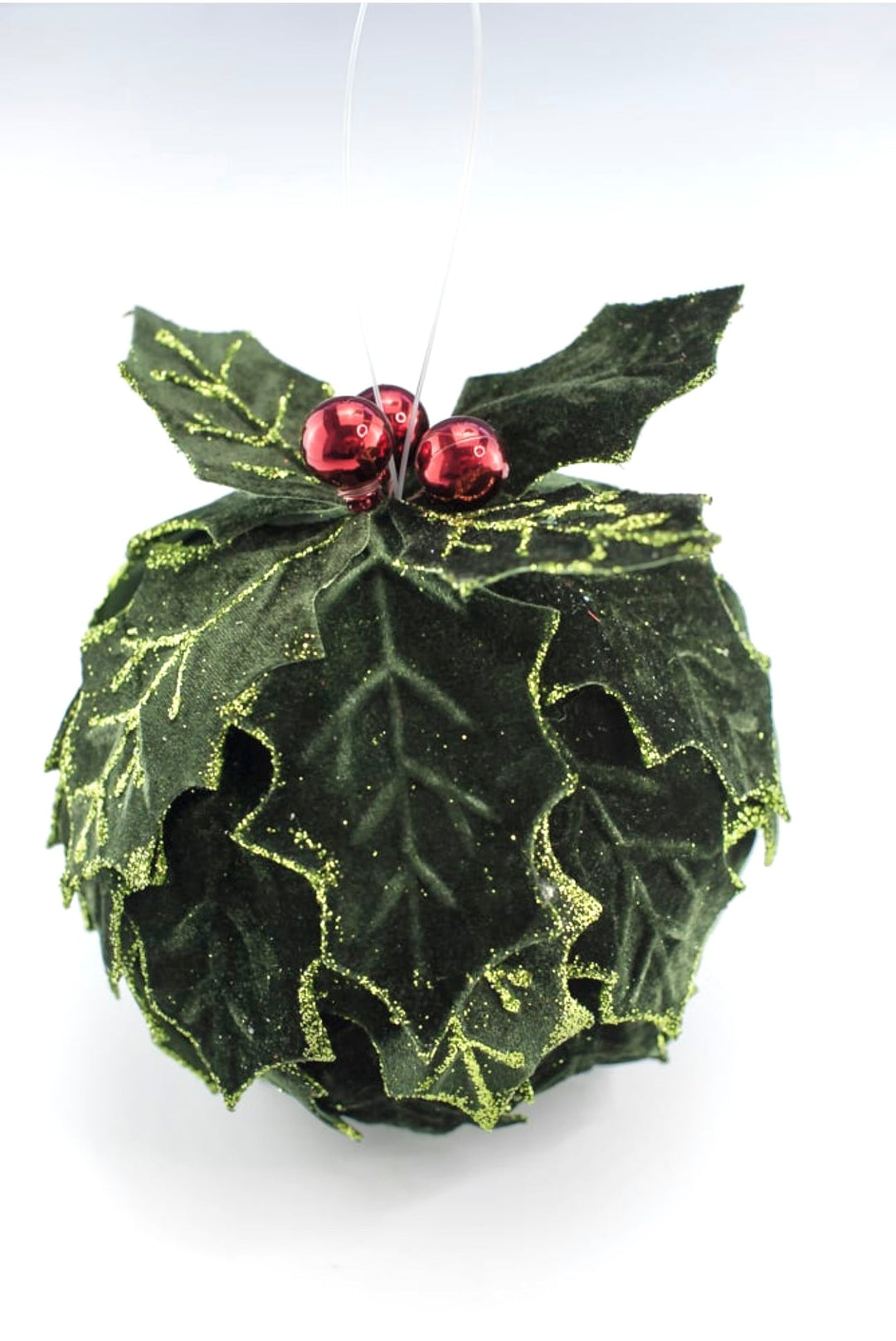 Velvet, holly kissing ball ornament 6” - Greenery MarketMTX73409