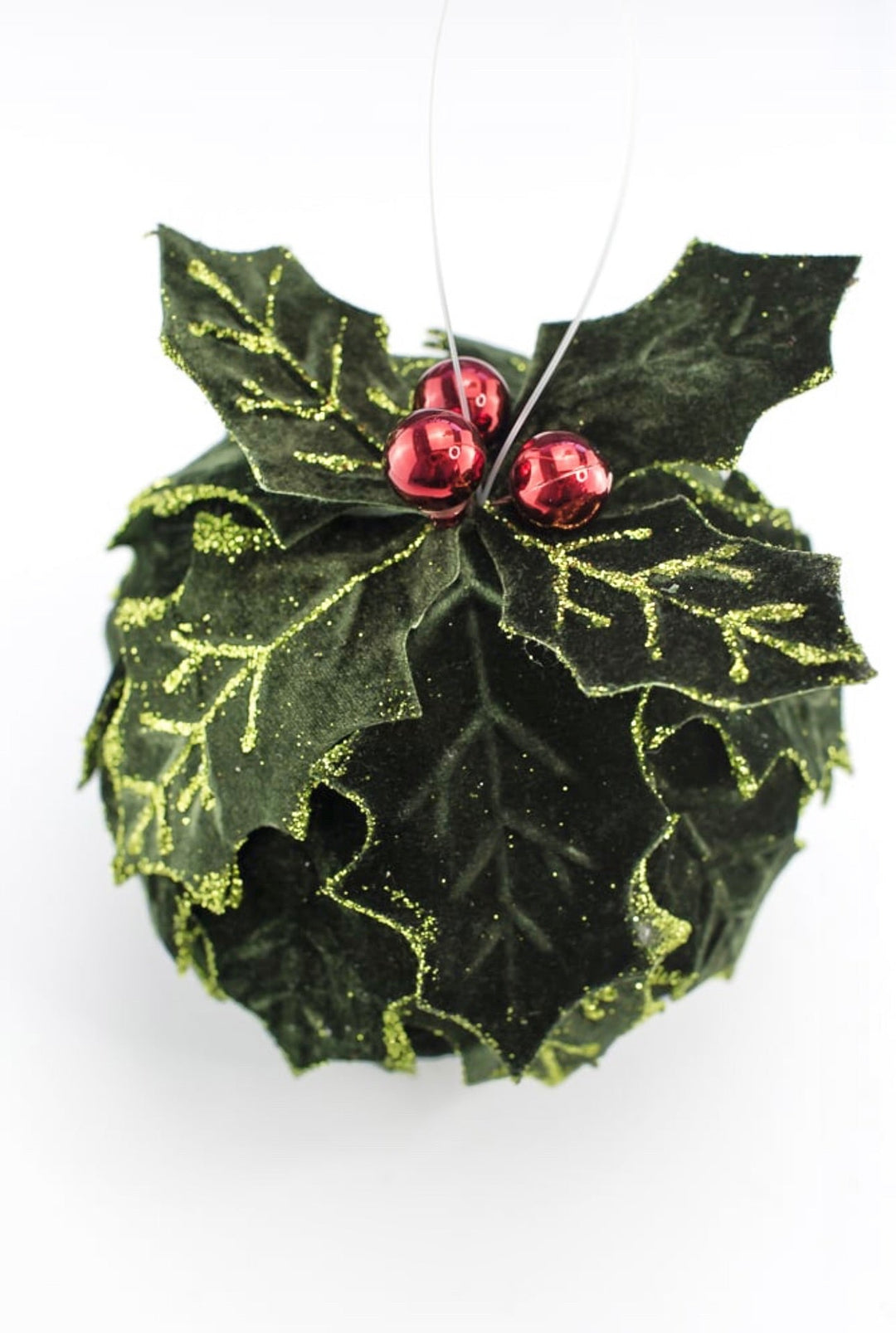 Velvet, holly kissing ball ornament 6” - Greenery MarketMTX73409