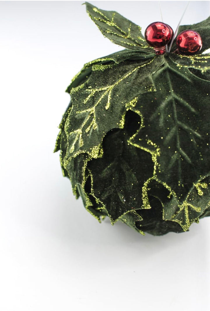 Velvet, holly kissing ball ornament 6” - Greenery MarketMTX73409
