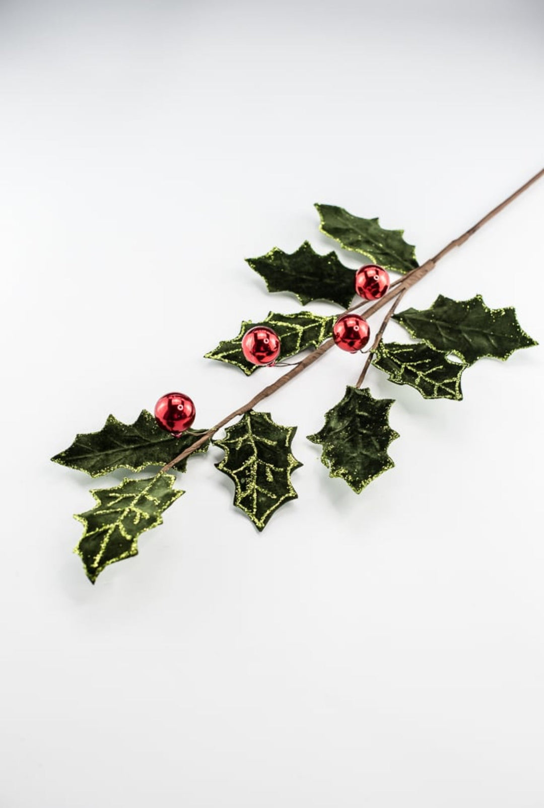 Velvet holly with red berries spray - Greenery MarketgreeneryMTX73407