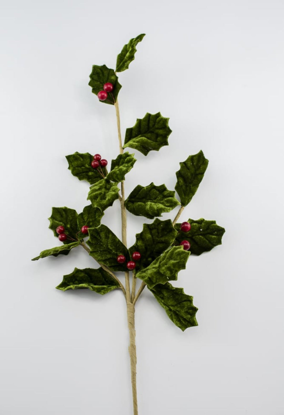 Velvet holly with red berries spray - Greenery Marketgreeneryxh535 - gr
