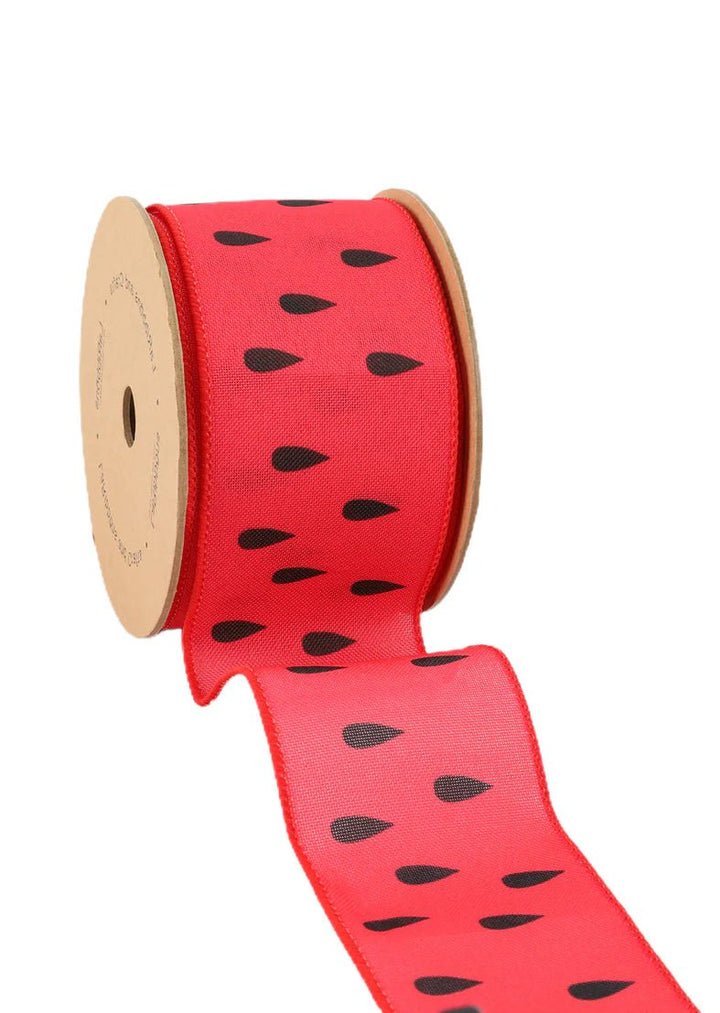 Watermelon seeds wired ribbon, 2.5” - Greenery Marketwired ribbon9319W - 243 - 63E