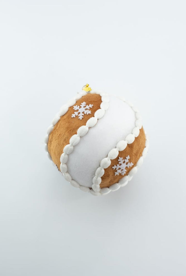 White and Brown Gingerbread Swirl Ornament Ball - Greenery Market86502WTBN