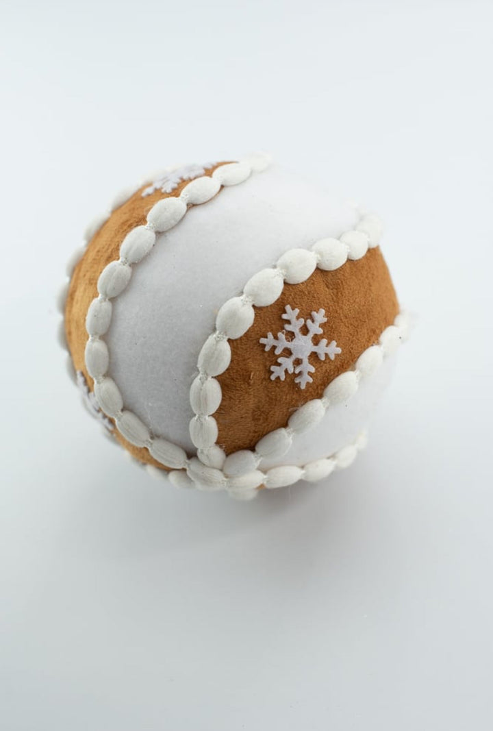 White and Brown Gingerbread Swirl Ornament Ball - Greenery Market86502WTBN