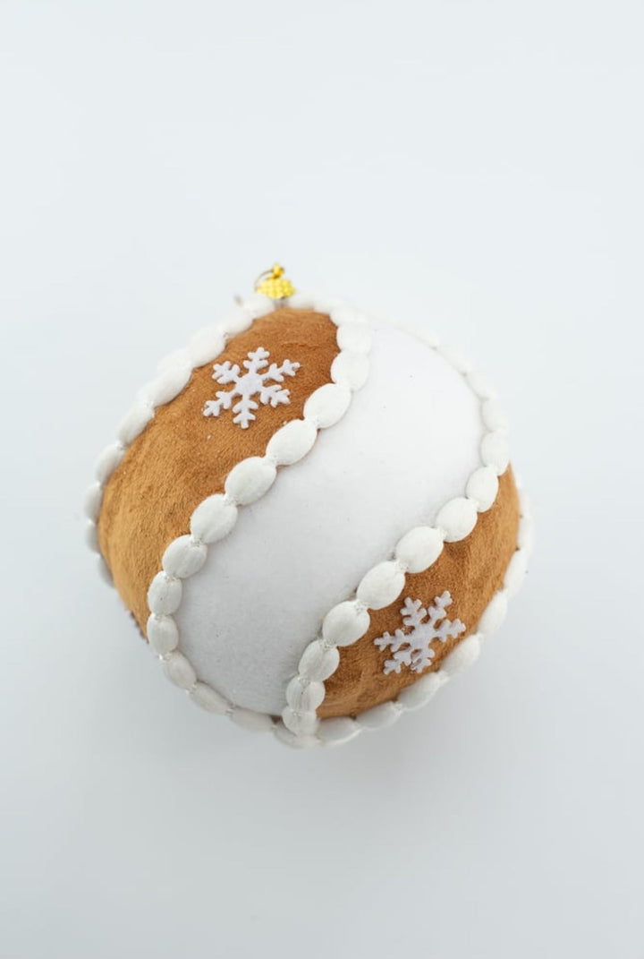 White and Brown Gingerbread Swirl Ornament Ball - Greenery Market86502WTBN