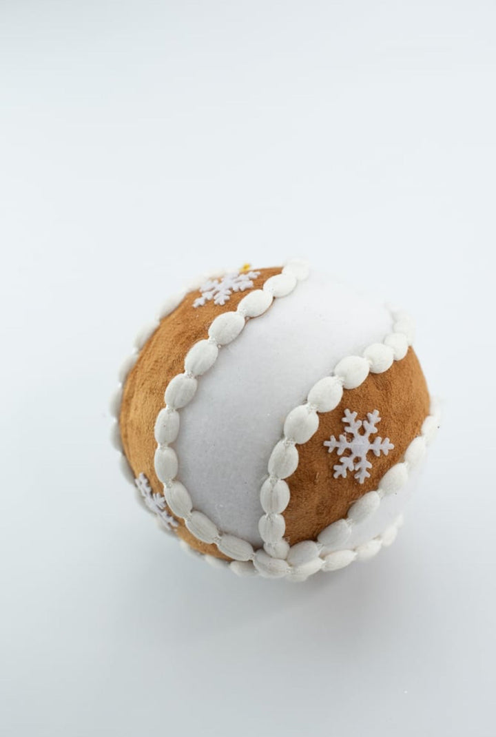 White and Brown Gingerbread Swirl Ornament Ball - Greenery Market86502WTBN