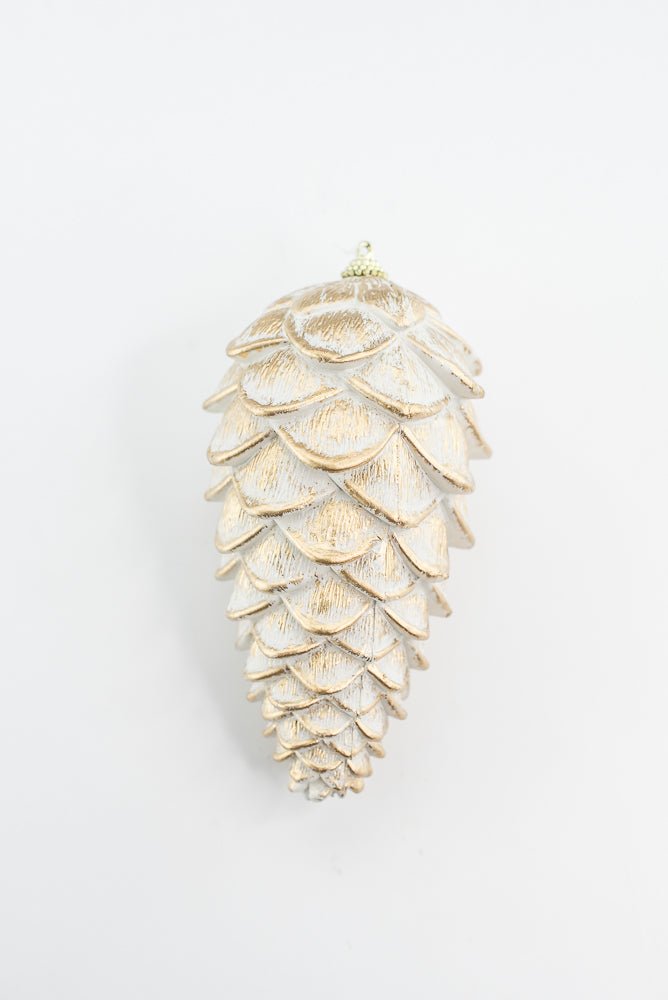White and Gold Hanging Pine Cone - Greenery Market32181-WTGD