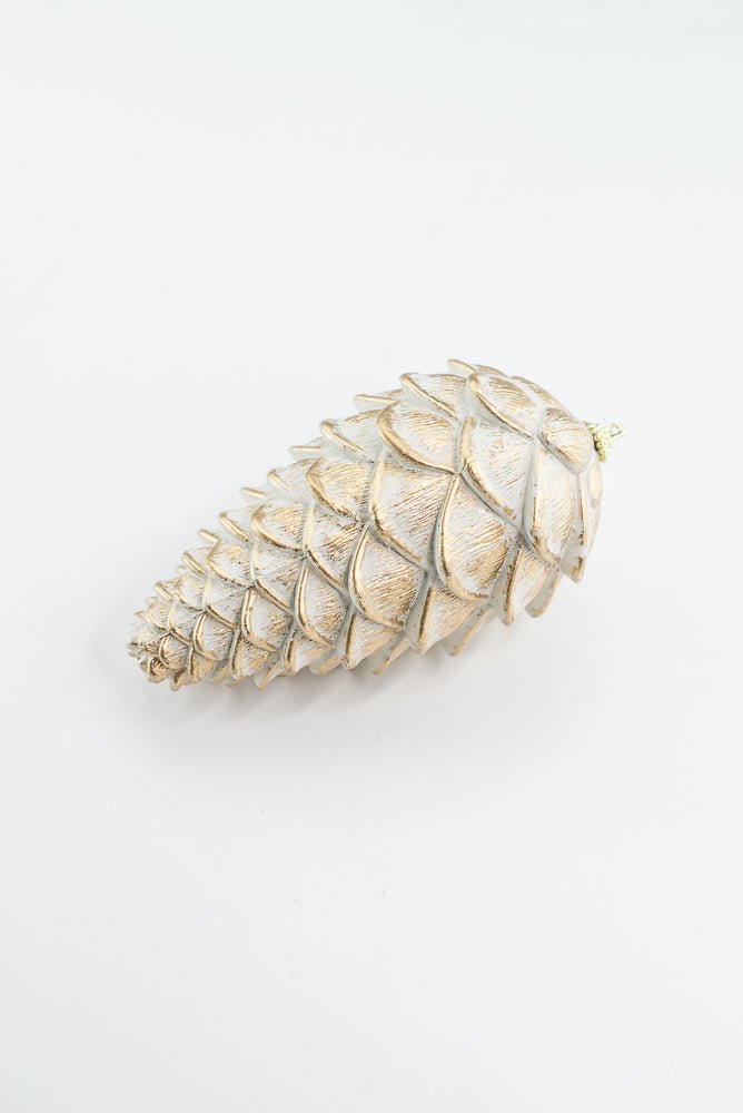 White and Gold Hanging Pine Cone - Greenery Market32181-WTGD