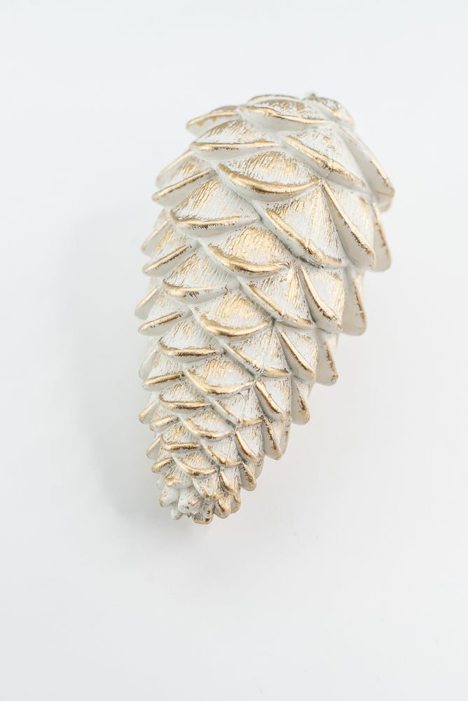 White and Gold Hanging Pine Cone - Greenery Market32181-WTGD