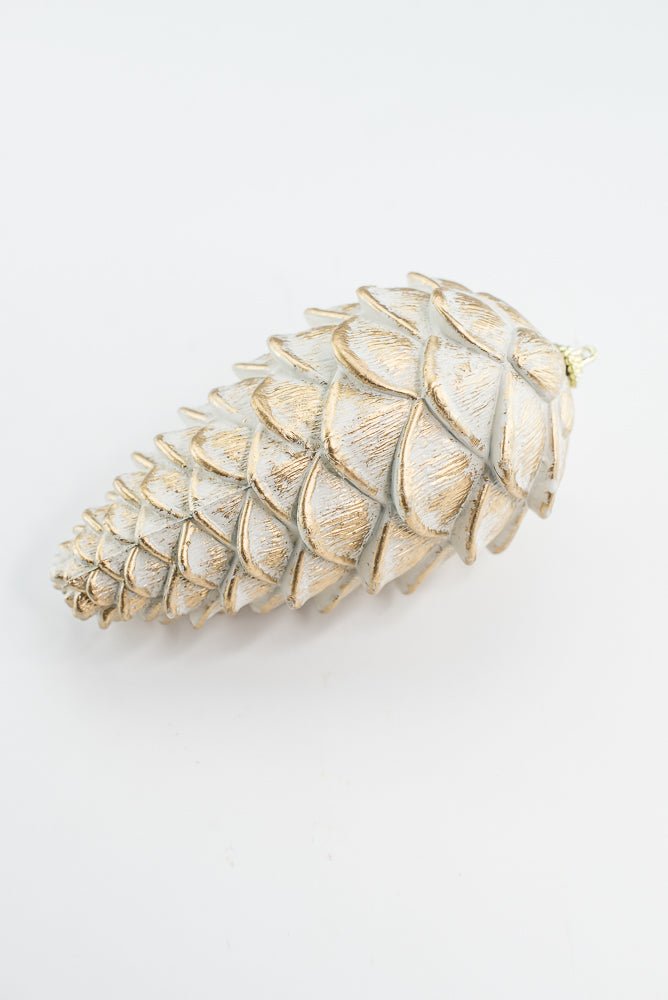 White and Gold Hanging Pine Cone - Greenery Market32181-WTGD