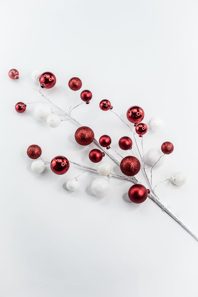 White and Red Glitter Mixed Ball - Greenery Market40339 - WTRD