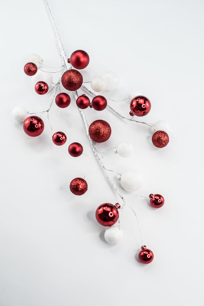 White and Red Glitter Mixed Ball - Greenery Market40339 - WTRD