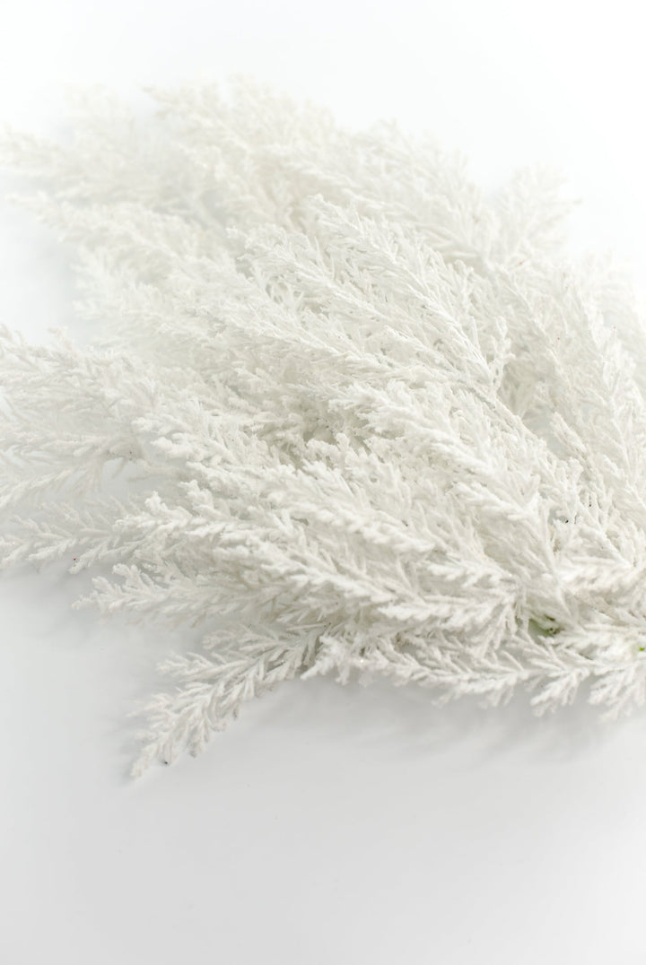 White Flocked Cedar Spray - Greenery Market86376WT