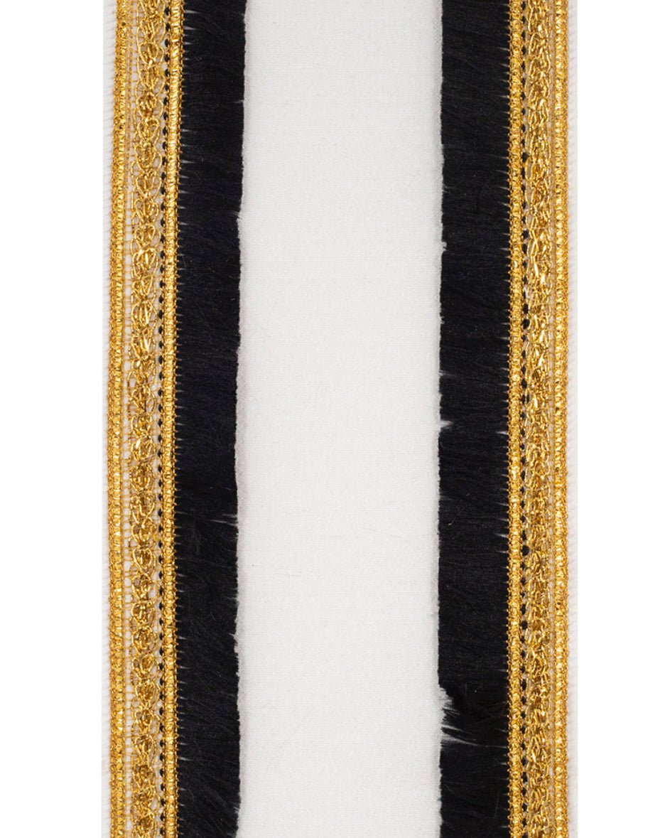 White Plush Velvet With Ornate Fridge Border 4” Wired Ribbon - Greenery MarketRibbons & Trim94415W - 984 - 10D