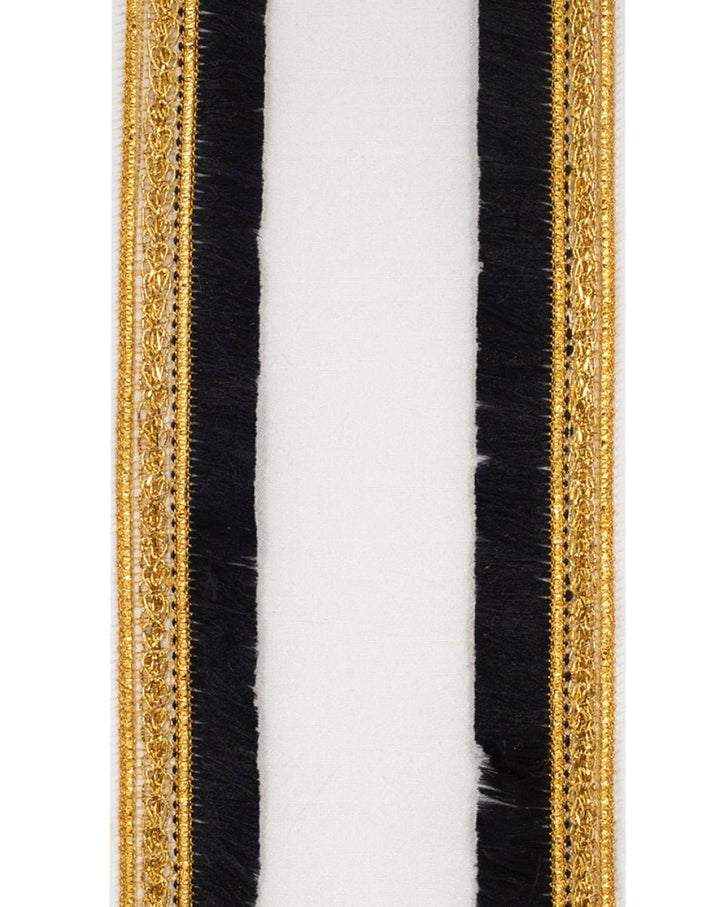 White Plush Velvet With Ornate Fridge Border 4” Wired Ribbon - Greenery MarketRibbons & Trim94415W - 984 - 10D