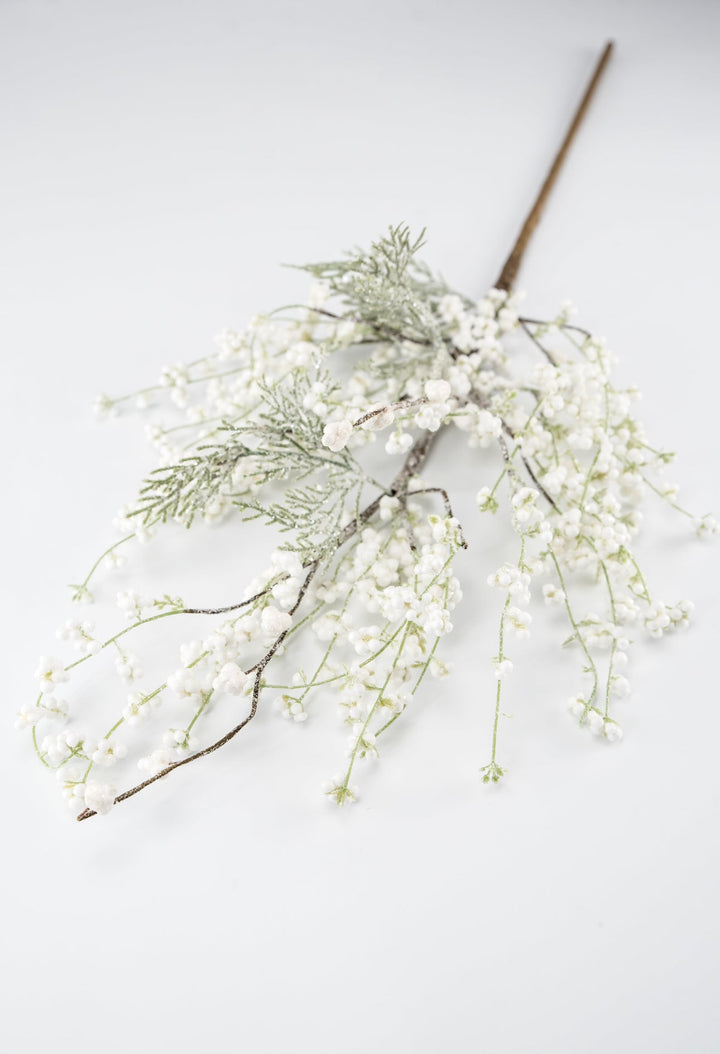 White popcorn berry and cedar spray - Greenery MarketBerriesxp1876 - w