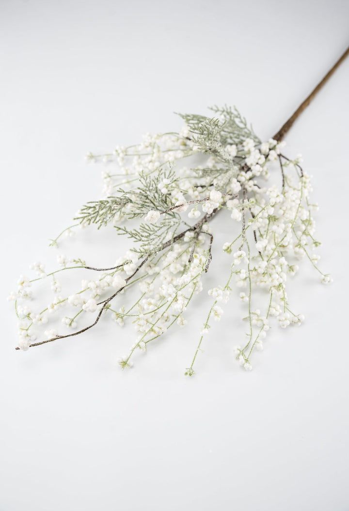 White popcorn berry and cedar spray - Greenery MarketBerriesxp1876 - w