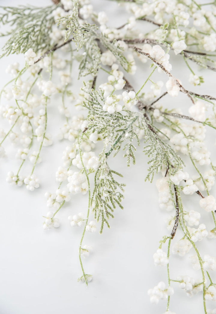 White popcorn berry and cedar spray - Greenery MarketBerriesxp1876 - w