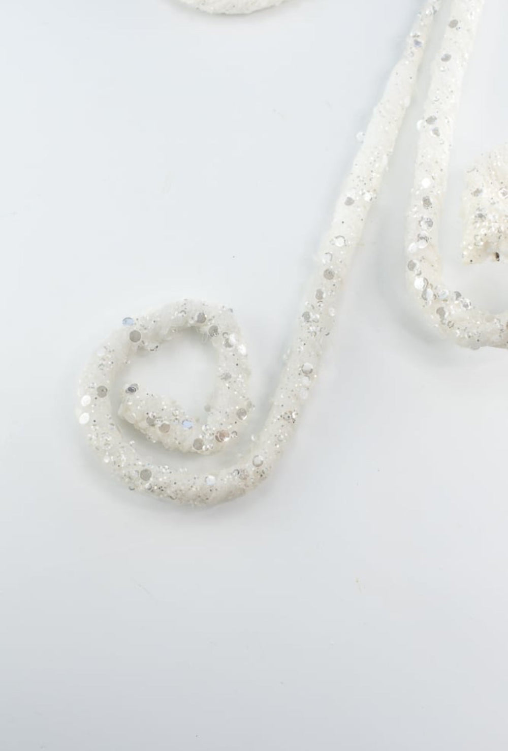 White sequin wired curly spray - Greenery MarketArtificial FloraXS107127