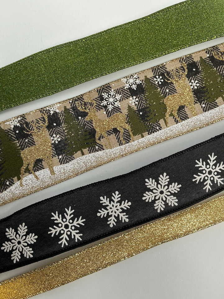 Winter bow bundle - golden deer - Greenery MarketRibbons & TrimDeerx4