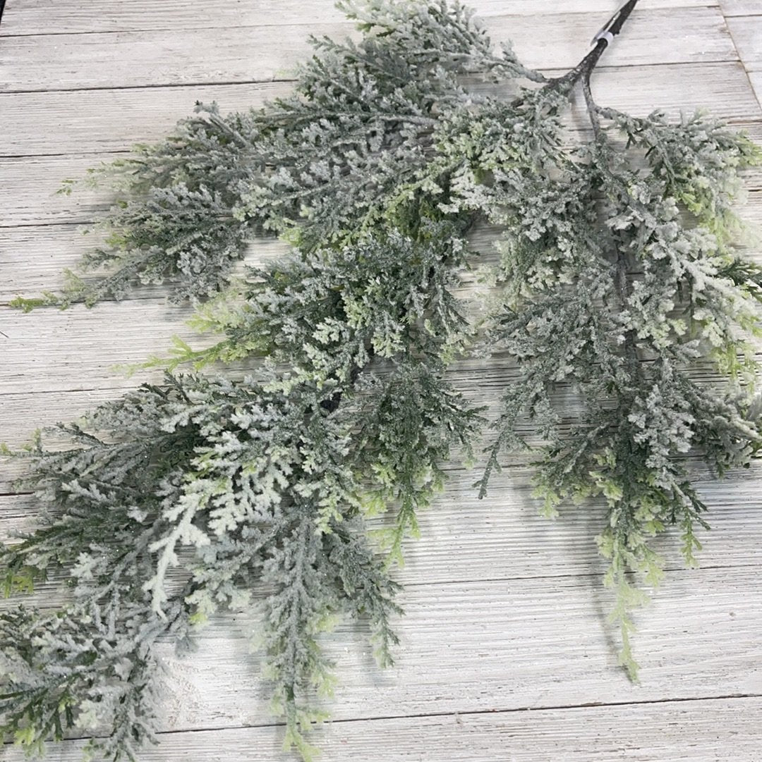Winter cedar spray with snow - Greenery Marketxs701-gw