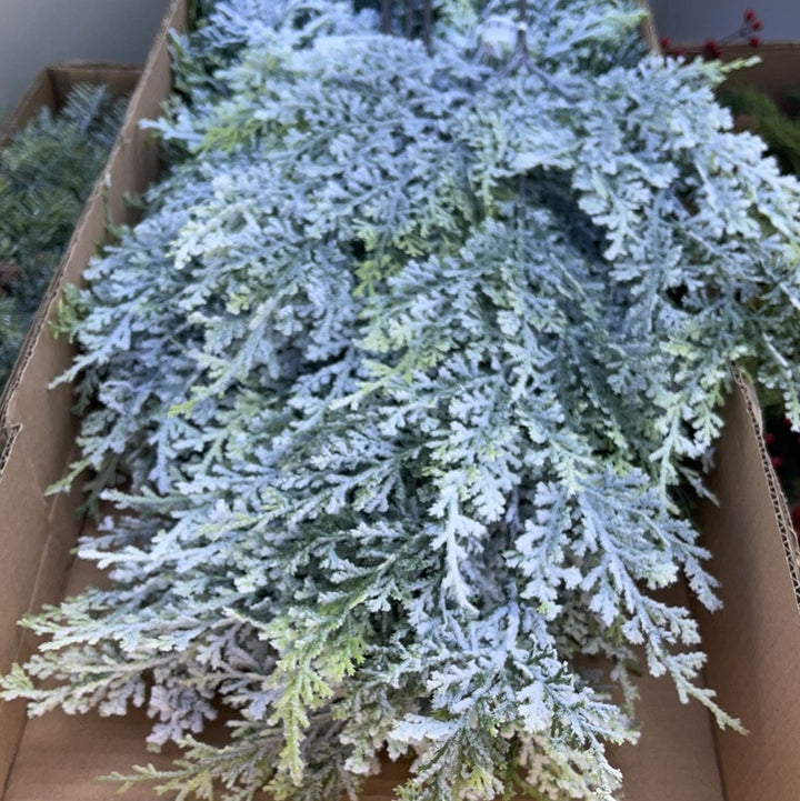 Winter cedar spray with snow - Greenery Marketxs701-gw