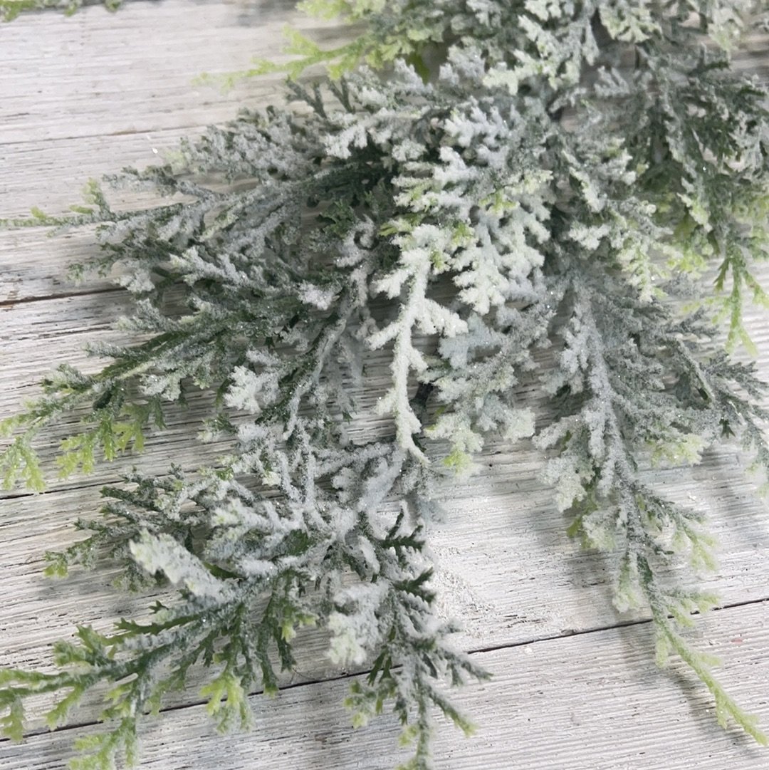 Winter cedar spray with snow - Greenery Marketxs701-gw