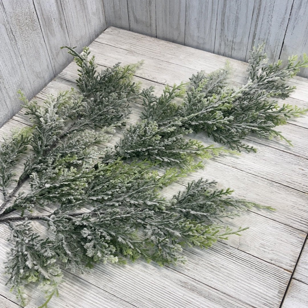 Winter cedar spray with snow - Greenery Marketxs701-gw