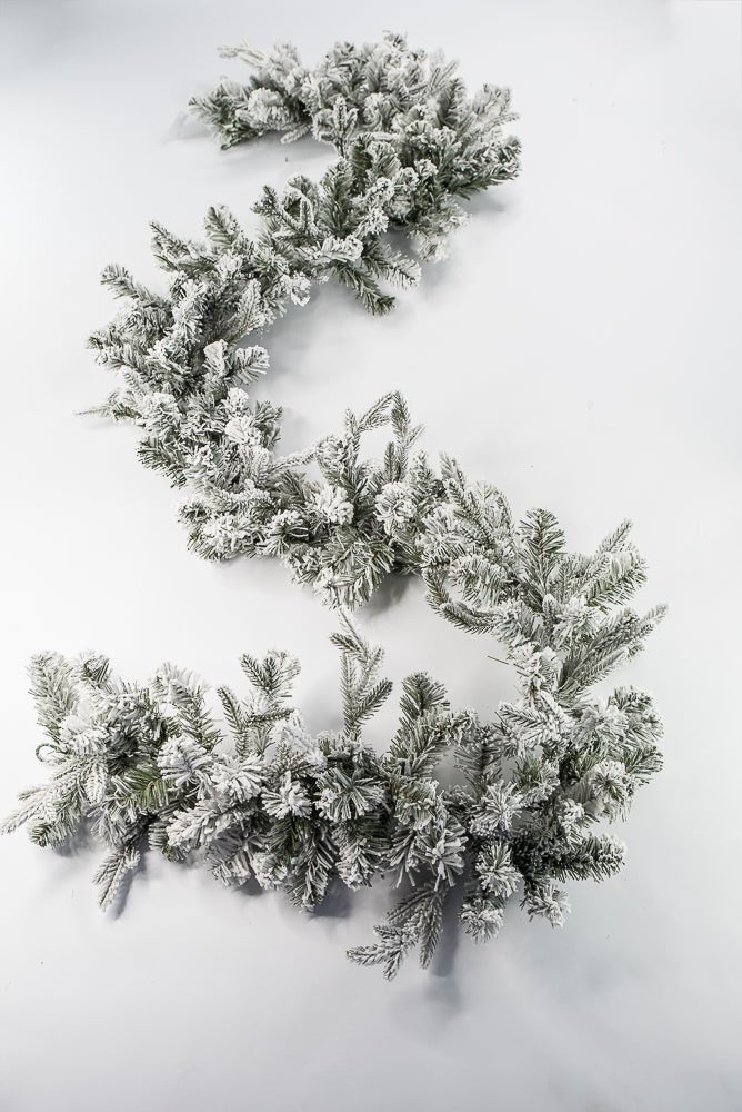 Winter flocked mixed pine garland 6’ - Greenery Market85228