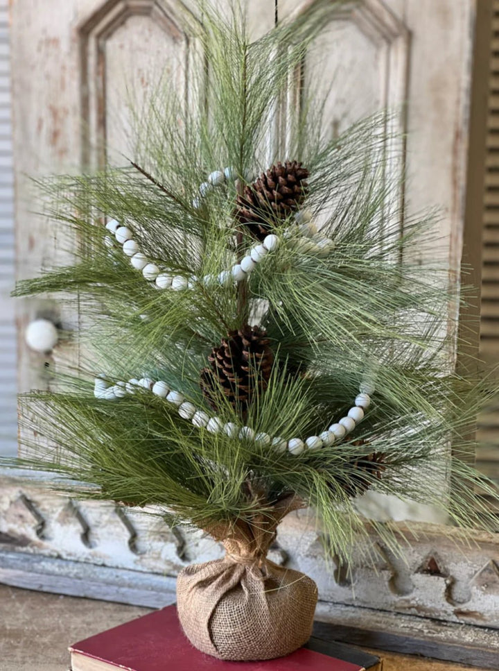 Wooden bead garland - white wash - Greenery MarketGarlandMJ8461