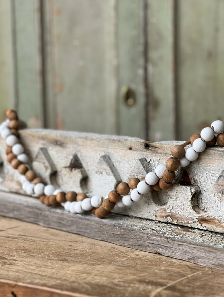 Wooden bead garland - white wash - Greenery MarketGarlandMJ8461